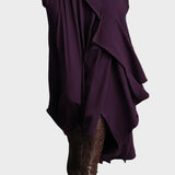 Teresa - Abito maxi in maglia asimmetrica con colletto