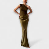 Elegante maxi abito a spalla unica