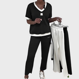 Kristýna - Set Femminile Casual con Top e Pantaloni con Scollatura a V