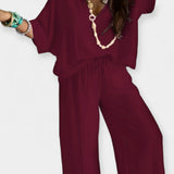 Veronika - Completo leggero con pantaloni larghi e blusa fluida