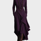 Teresa - Abito maxi in maglia asimmetrica con colletto