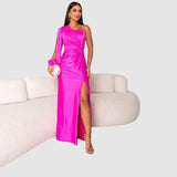 Meda - Elegante maxi abito a spalla unica