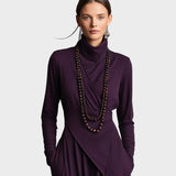 Teresa - Abito maxi in maglia asimmetrica con colletto