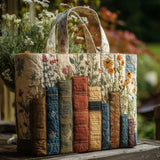 Borsa tote in tessuto trapuntato - Collezione Fiori e Libri