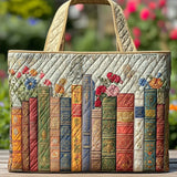 Borsa da shopping trapuntata con motivo bibliotecario