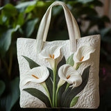 Borsa bianca con cuscino a motivo di gigli calla