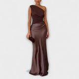 Elegante maxi abito a spalla unica