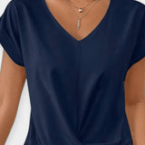 Maglione comodo a maniche corte a forma di V