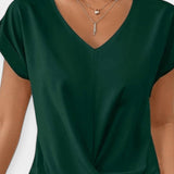 Maglione comodo a maniche corte a forma di V