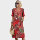 Leontýna – Vestito midi stampato con scollatura a V