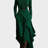 Teresa - Abito maxi in maglia asimmetrica con colletto