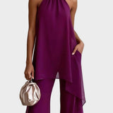 Viola - Completo Elegante con Top Halter e Pantaloni