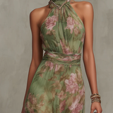 Livia - Elegante Maxi Abito Halter a Fiori