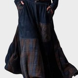 Helena - Abito maxi in suede blu navy con cintura