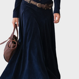 Iwona - Abito maxi in velluto con cintura