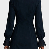 Jasmine – Mini vestito blu in suede con pizzo