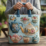 Borsa tote quadrata con stampa floreale e imbottitura