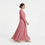 Sophisticated Dusty Rose Maxi Gown - Timeless Long-Sleeved Wrap Formal Dress
