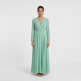 Fresh Mint Long-Sleeved Chiffon Maxi - Modest Pastel Formal Gown