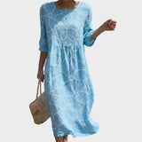 Joana - Maxi Abito con Scollatura Rotonda in Stampa Floreale