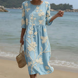 Cátia - Vestito Midi con Stampa di Piante e Fiori