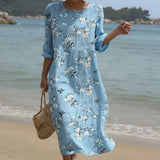 Beatriz - Vestito Maxi con Collo Rotondo e Stampa