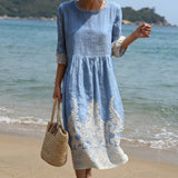 Tânia - Vestito con Stampa di Piante e Fiori