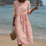 Paula - Vestito Midi con Stampa di Piante e Fiori