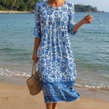 Liana - Vestito Maxi con Collo Rotondo e Stampa