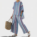 Laura - Set Pantaloni a Strisce Malva