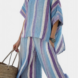 Laura - Set Pantaloni a Strisce Malva