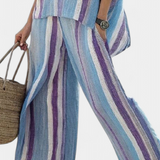 Laura - Set Pantaloni a Strisce Malva