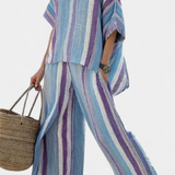 Laura - Set Pantaloni a Strisce Malva