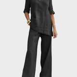 Susana - Set di due pezzi con top a maniche corte e pantaloni dritti