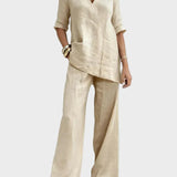 Susana - Set di due pezzi con top a maniche corte e pantaloni dritti
