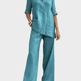 Susana - Set di due pezzi con top a maniche corte e pantaloni dritti