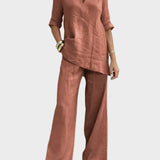 Susana - Set di due pezzi con top a maniche corte e pantaloni dritti