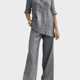 Susana - Set di due pezzi con top a maniche corte e pantaloni dritti