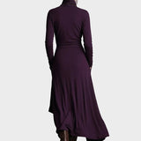 Teresa - Abito maxi in maglia asimmetrica con colletto