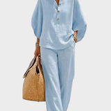 Mariel – Set di Cotone e Lino con Pantaloni Larghi