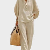 Mariel – Set di Cotone e Lino con Pantaloni Larghi